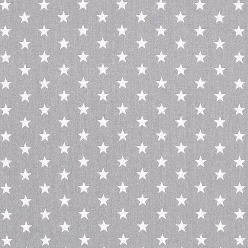 Popelina de algodão estrela médias – cinzento/branco,  image number 1