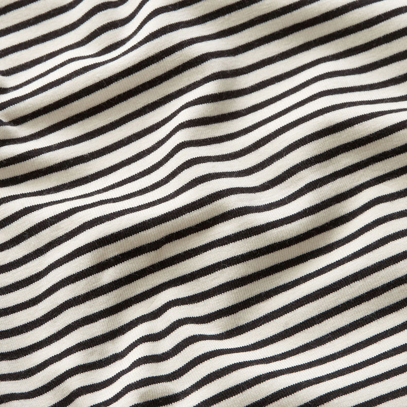 Jersey de algodão Riscas estreitas – creme/preto,  image number 2