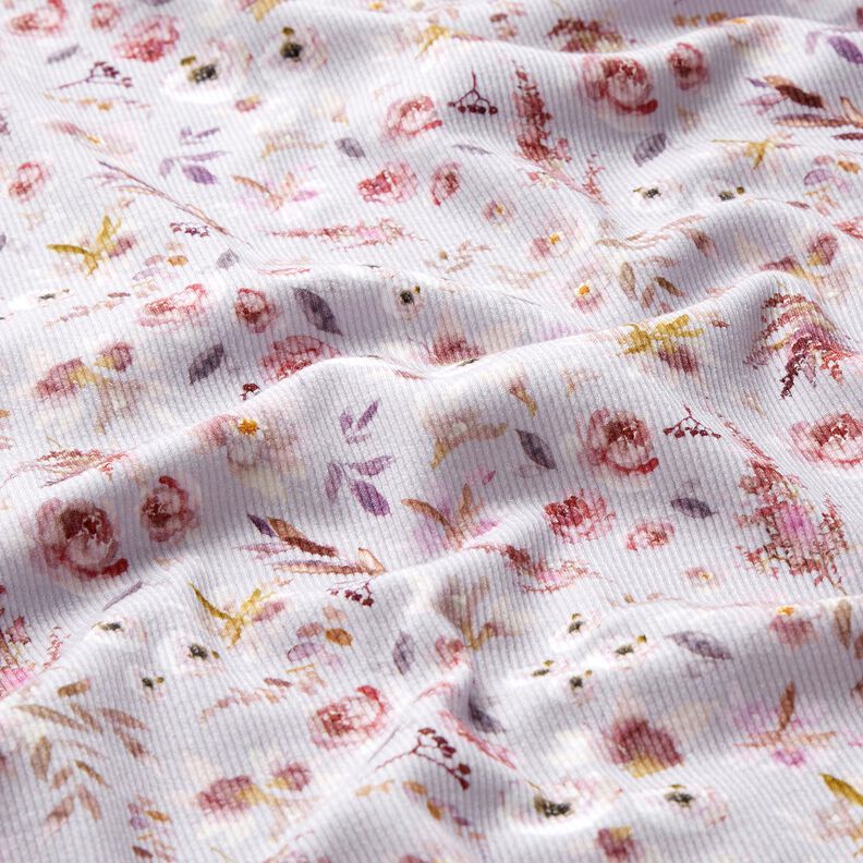 Jersey canelado Flores silvestres delicadas Impress&atilde;o digital &ndash; vermelho violeta p&aacute;lido/vermelho,  image number 2