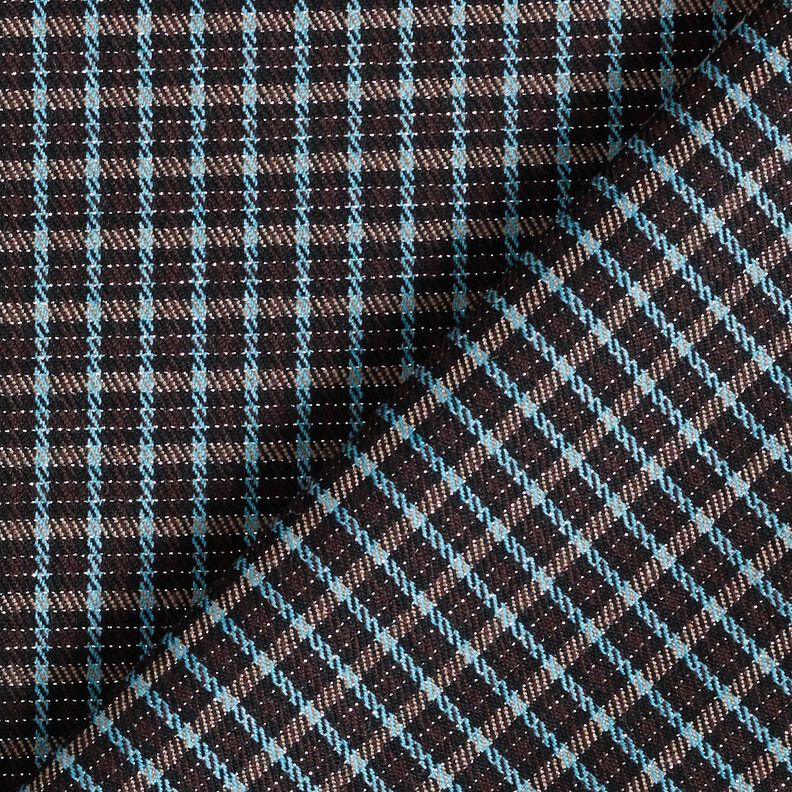 Mistura de viscose Xadrez Brilho &ndash; turquesa/castanho escuro,  image number 4