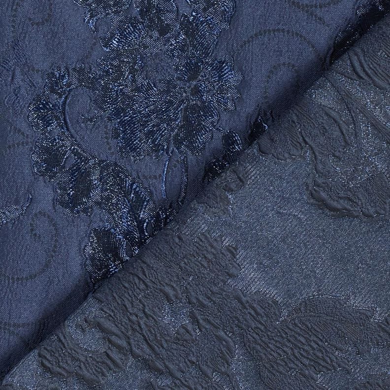Jacquard para vestuário Brocado Flores – azul-marinho,  image number 4