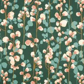 Cetim de algod&atilde;o Plantas trepadeiras &ndash; verde escuro/cor de areia, 