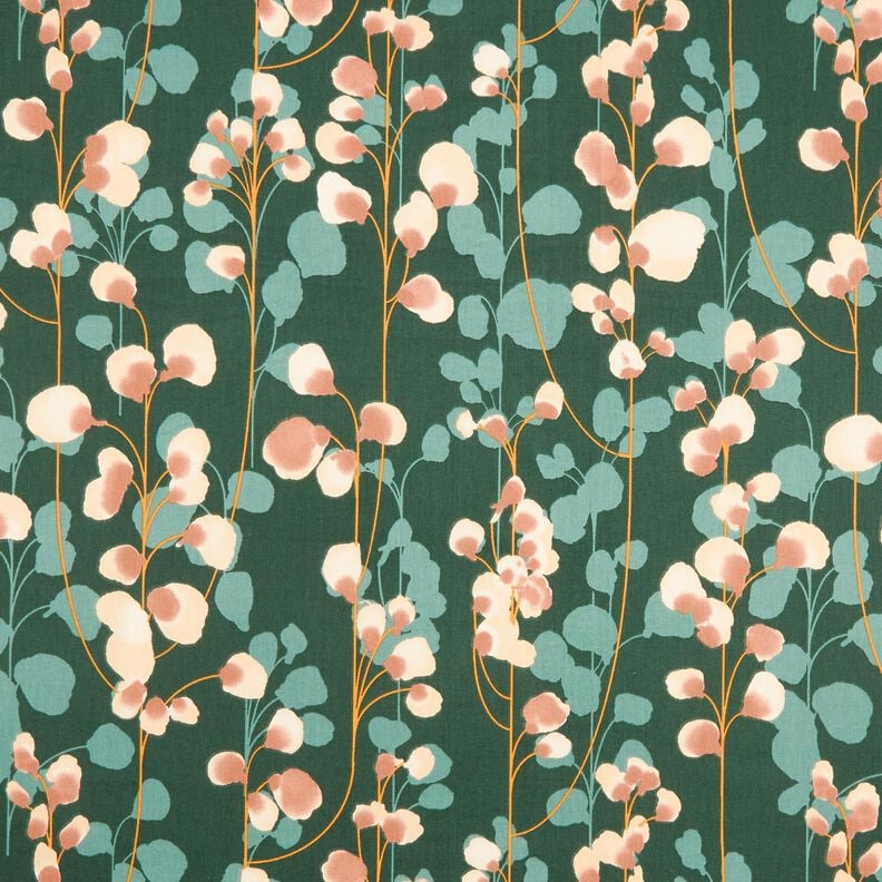 Cetim de algod&atilde;o Plantas trepadeiras &ndash; verde escuro/cor de areia,  image number 1