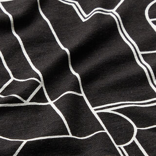 Jersey de viscose Formas geométricas – preto/branco, 