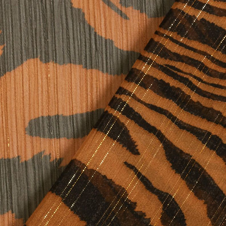 Chiffon com riscas de giz brilhantes Estampado tigre – preto/cobre,  image number 4