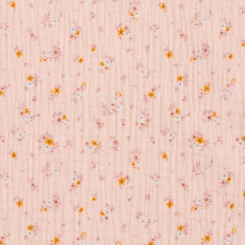Musselina/ Tecido plissado duplo Flores românticas – rosé,  image number 1