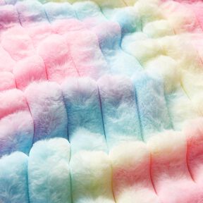 Tecido polar fofinho Arco-íris canelado – cinza claro/pink, 