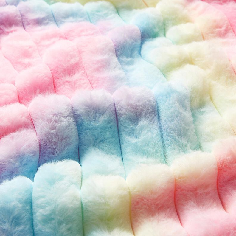 Tecido polar fofinho Arco-íris canelado – cinza claro/pink,  image number 2