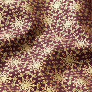Tecido de algodão Popelina Estrelas orientais – beringela/dourado, 