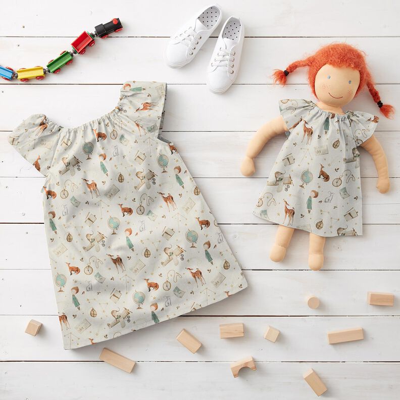 Popelina de algodão Pequeno explorador Impressão Digital – marfim,  image number 6