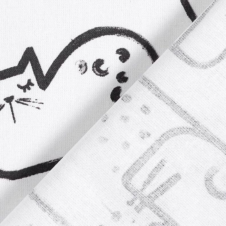 Tecido de algodão Cretone Esboços Gatos – preto/marfim,  image number 4