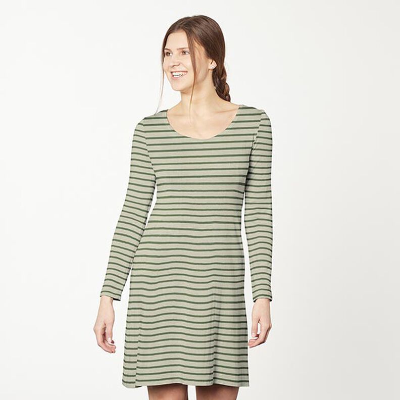Jersey de algodão Riscas estreitas e largas – verde amarelado/verde-pinheiro,  image number 7