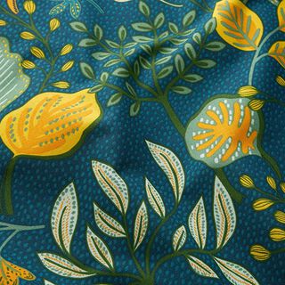 Tecido para decoração Meio linho Panamá Arte de folha – azul-oceano, 