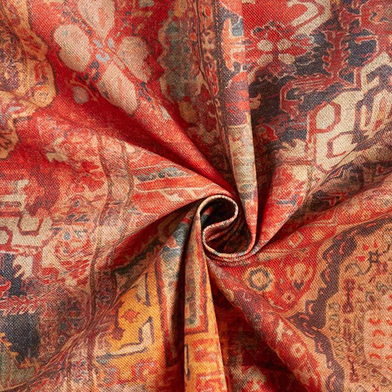 Tecido para decoração Meio linho Panamá Ornamentos étnicos – terracota,  image number 3
