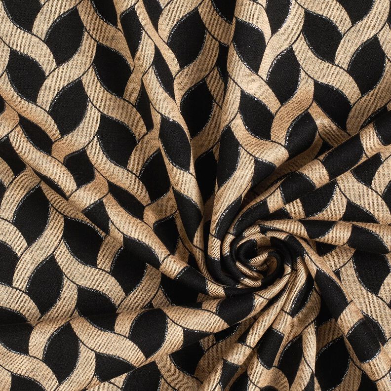 Jersey de viscose Padrão entrançado brilhante – preto/damasco,  image number 3