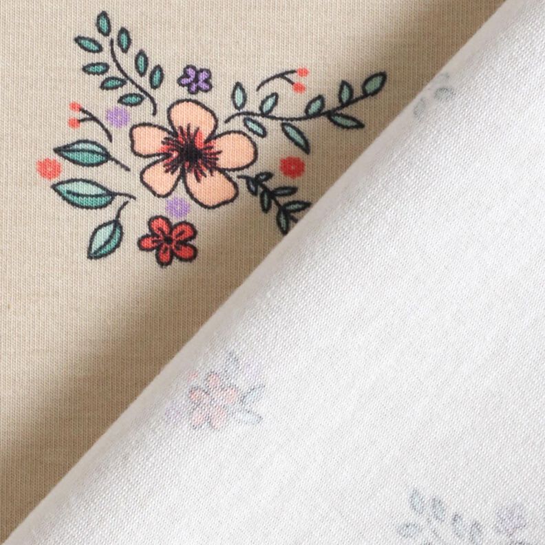GOTS Jersey de algodão Flores espalhadas | Poppy Fabrics – amêndoa,  image number 4