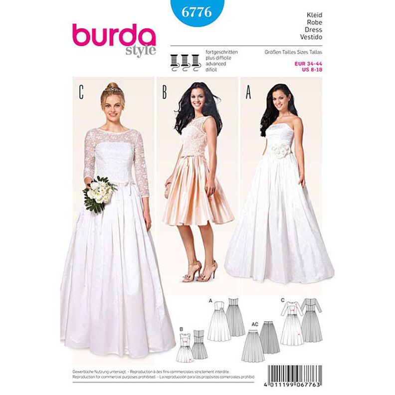 Vestido de noiva/ Vestido corset/ Saia, Burda 6776,  image number 5