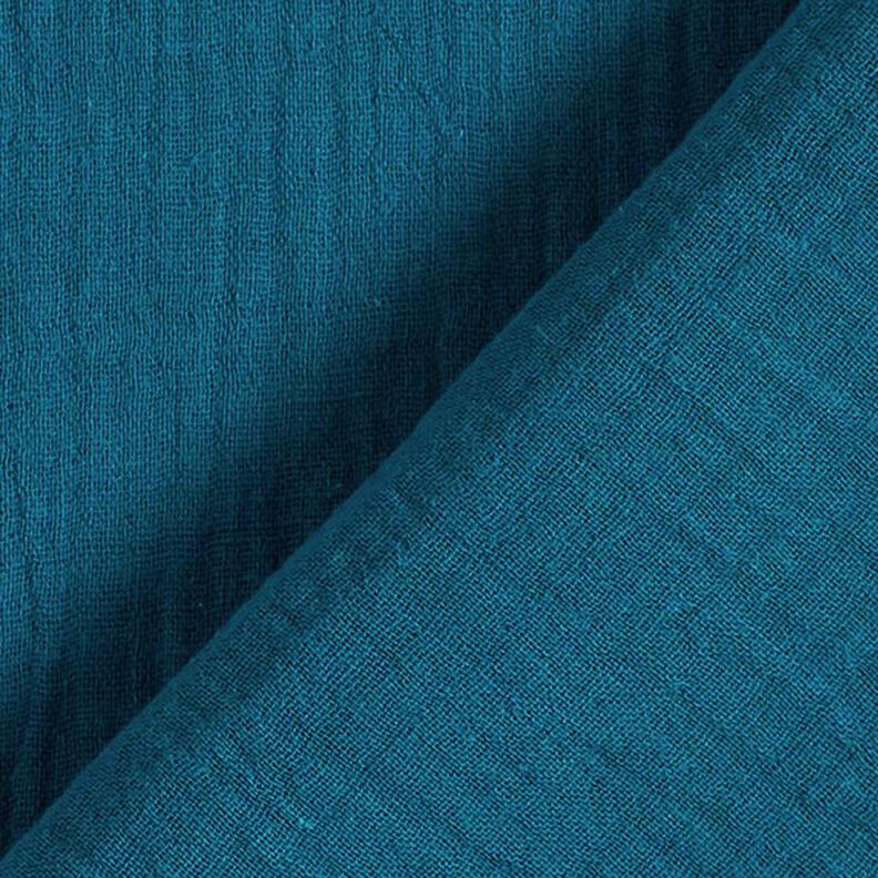 GOTS Musselina/ Tecido plissado duplo | Tula – azul petróleo,  image number 4