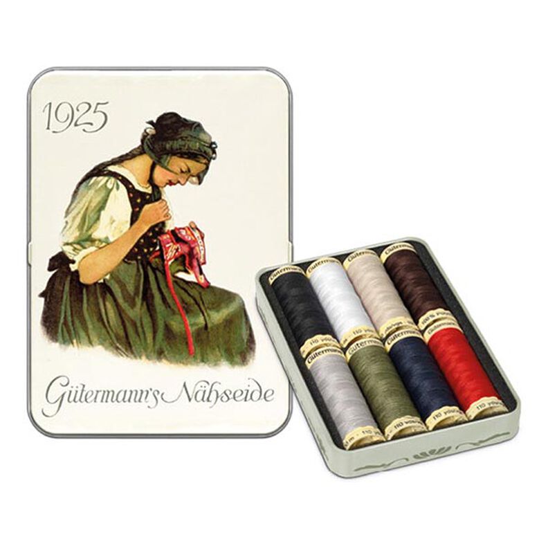 Caixa nostálgica 1925 Kit de linhas de coser, Fio cose-tudo [ 100m | 8 Unidade | 13 x 9 x 2 cm ] |,  image number 1