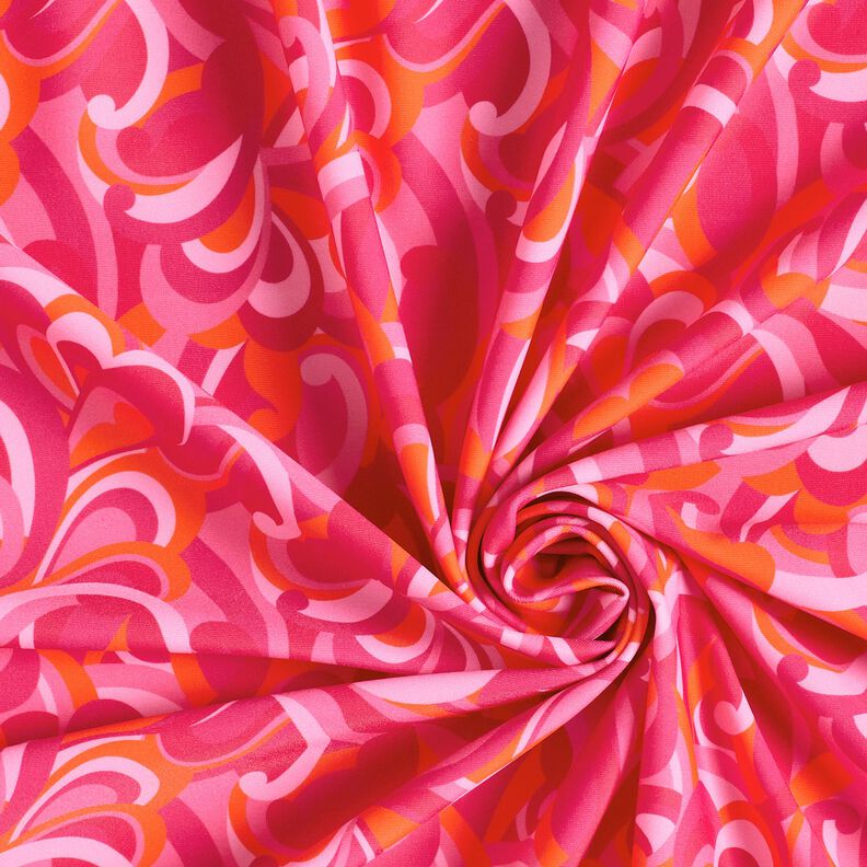 Tecido para fatos de banho Laços abstratos – rosa intenso/laranja,  image number 3