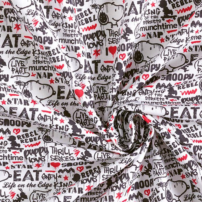 Tecido licenciado de popelina de algodão Snoopy Graffiti | Peanuts ™ – branco,  image number 3
