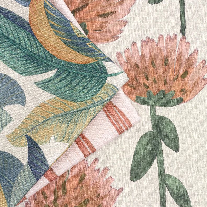 Tecido para decoração Meio linho Panamá Riscas onduladas – vermelho/rosé,  image number 5