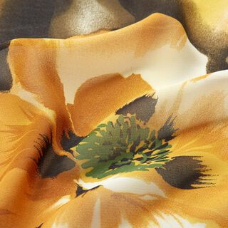 Chiffon Flores em aguarela – branco/amarelo-caril, 