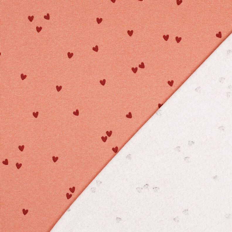 Jersey canelado Corações dispersos | Poppy Fabrics – salmão/vermelho escuro,  image number 4