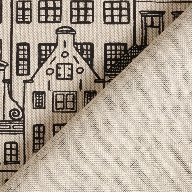 Tecido para decoração Meio linho Panamá Casas de cidade – natural/preto,  image number 4