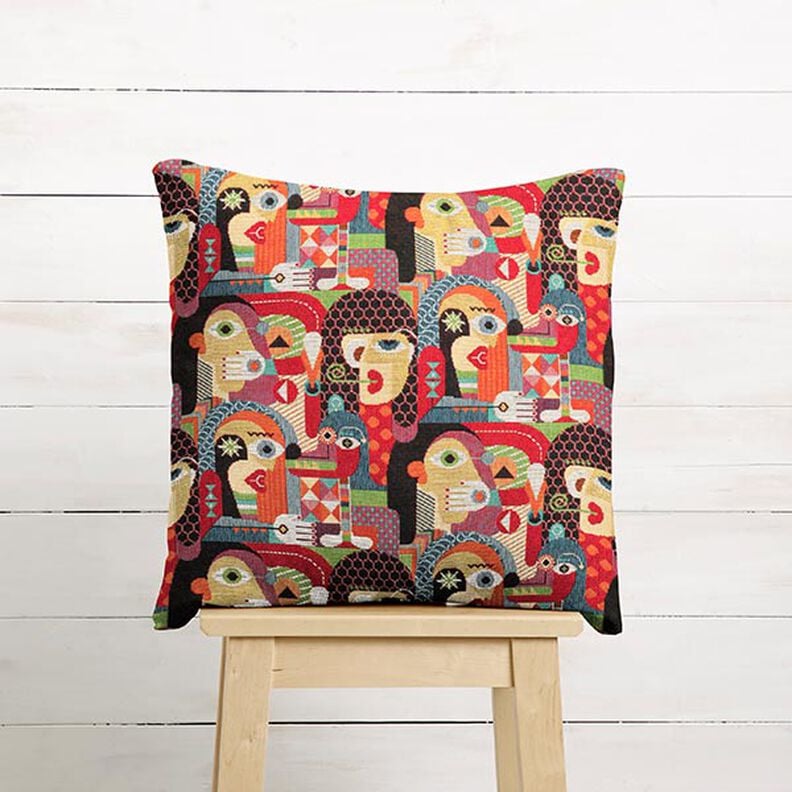 Tecido para decoração Gobelina Rostos abstratos – preto,  image number 5