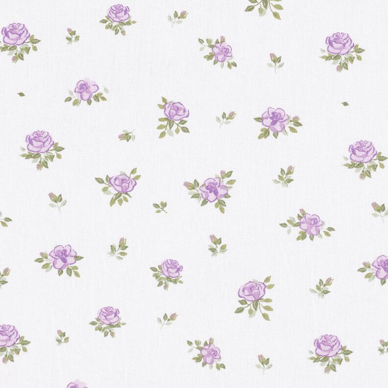 Popelina de algodão Rosas delicadas – lavanda/branco,  image number 1