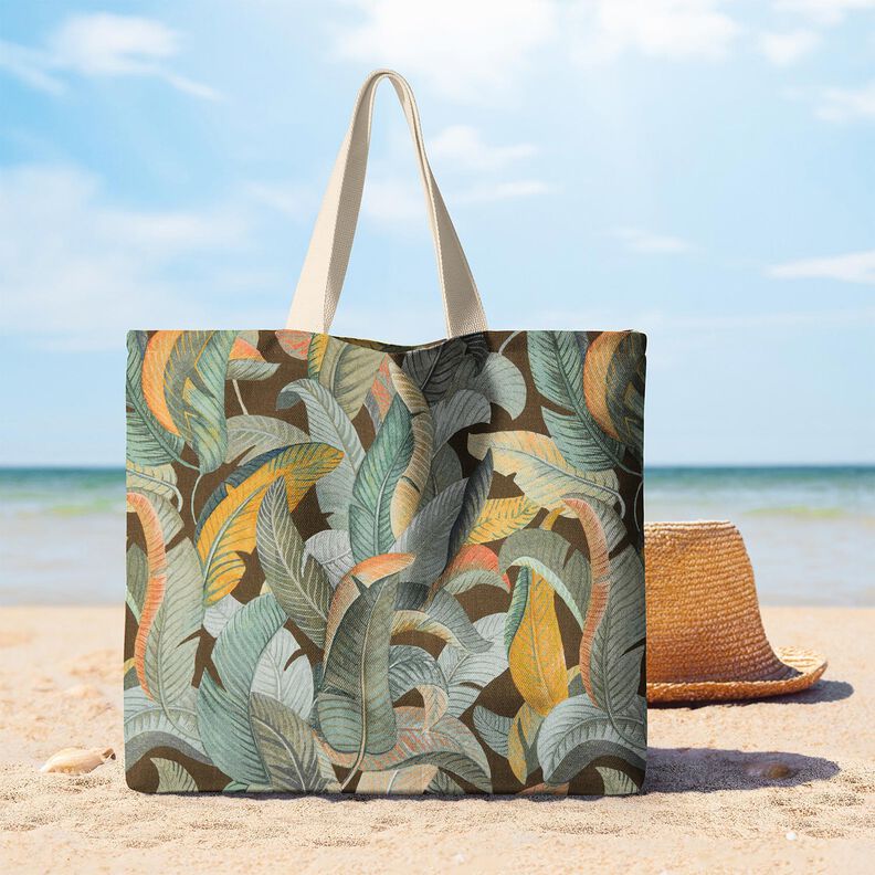 Tecido para decoração Meio linho Panamá Folhas de bananeira – cobre/caqui,  image number 8