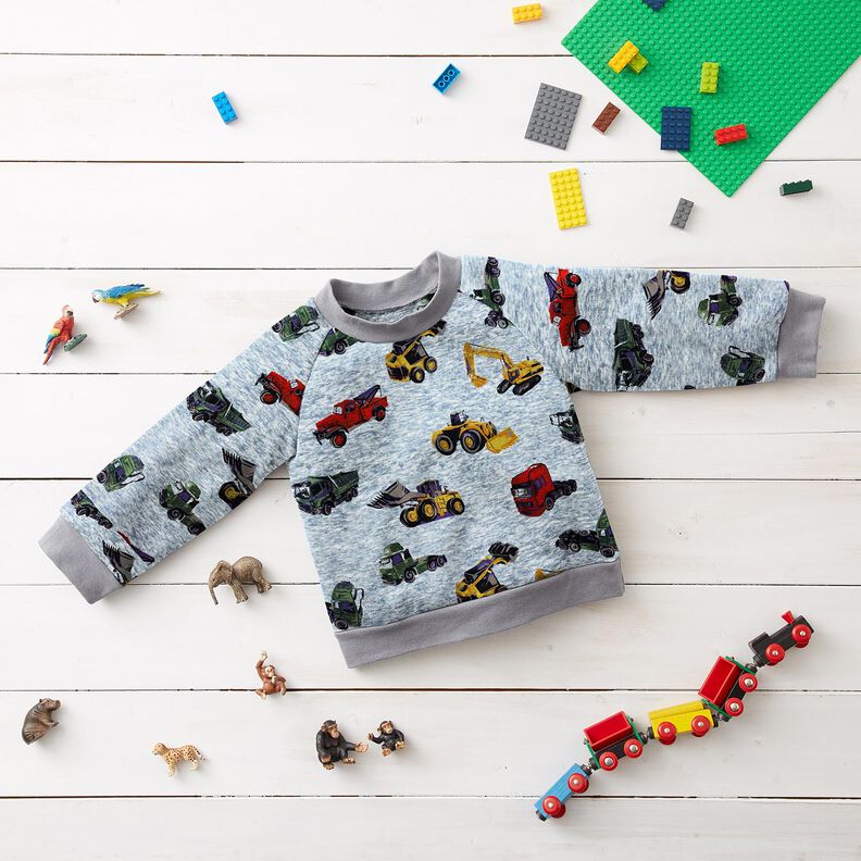 Tecido polar alpino Camiões e escavadoras – azul ganga/cinzento,  image number 5