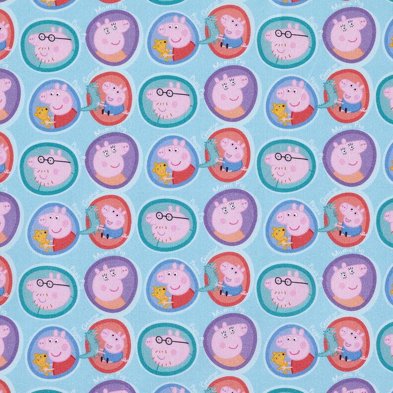 Popelina de algodão Rostos Peppa Tecido sob licença | ABC Ltd – turquesa claro,  image number 1
