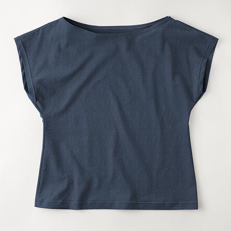 Jersey de algodão médio liso – azul-noite,  image number 8