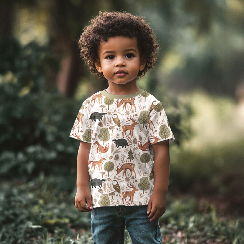 Sweatshirt cardada Animais na floresta Impressão Digital | Poppy Fabrics – azul-noite,  image number 5