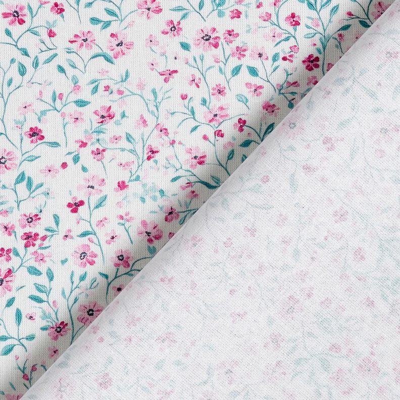 Tecido de algodão Popelina Flores delicadas – hortelã-pimenta/púrpura média,  image number 4