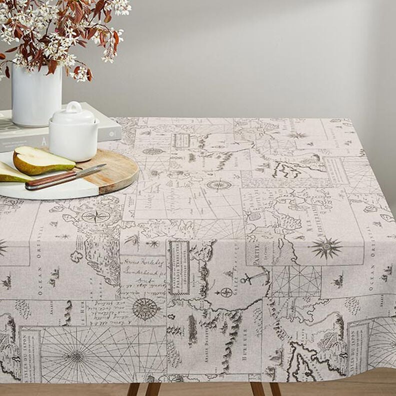 Tecido para decoração Meio linho Panamá Carta náutica – natural,  image number 8