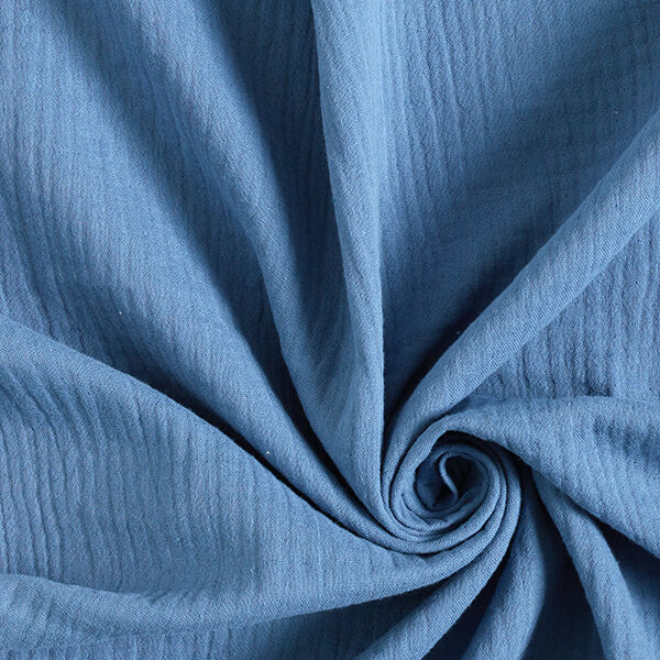 Musselina/ Tecido plissado duplo – azul aço,  image number 1