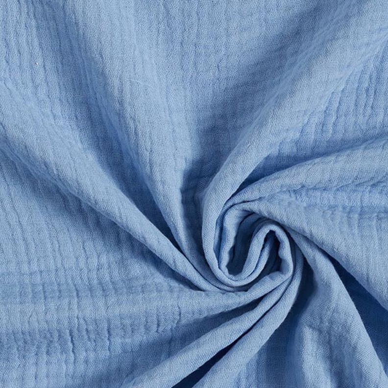 GOTS Musselina de algodão de três camadas – azul aço,  image number 1