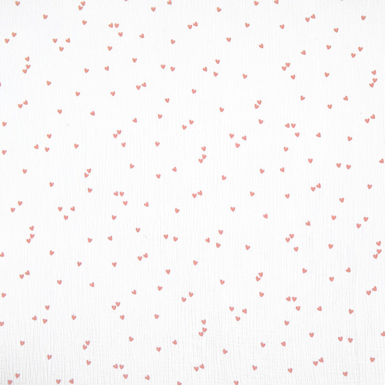Musselina/ Tecido plissado duplo Corações dispersos – branco/ouro rosé,  image number 1