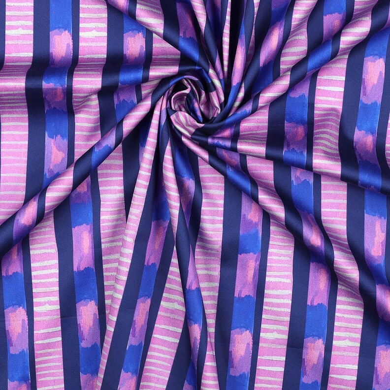 Cetim de algodão Riscas | Nerida Hansen – azul-marinho/pink,  image number 4