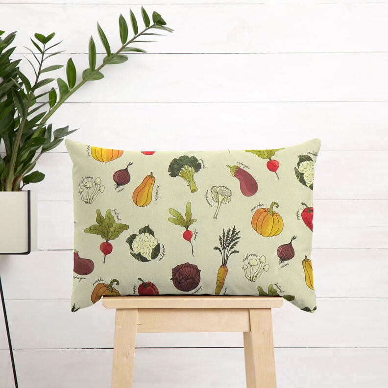 Tecido para decoração Meio linho Panamá Tipos de legumes – bege claro/bordeaux,  image number 8