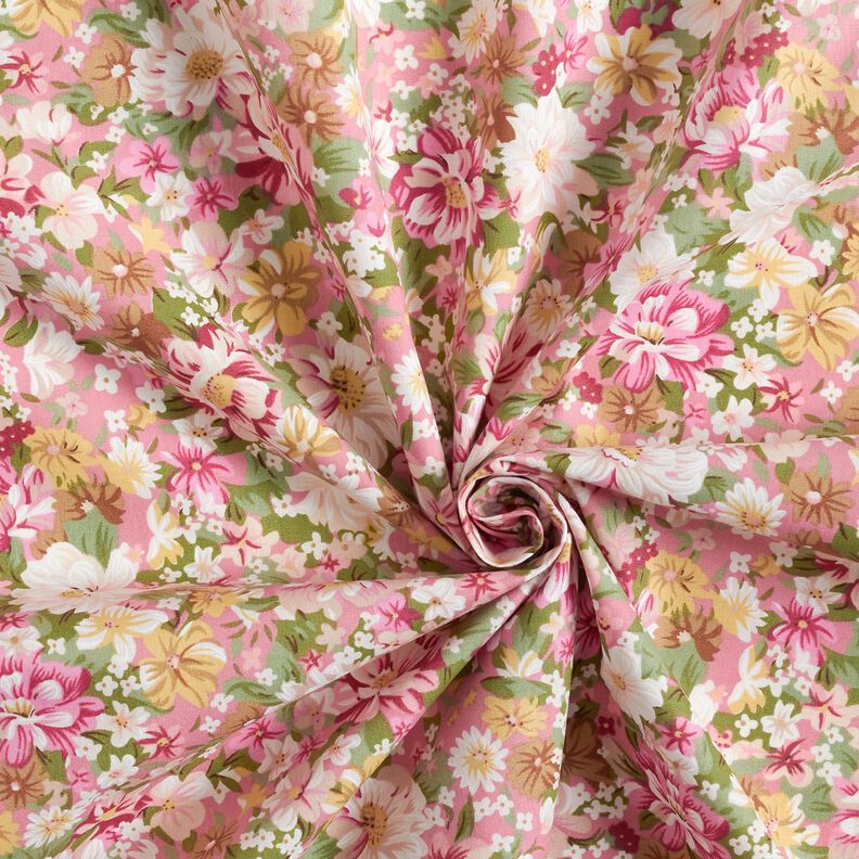 Popelina de algodão Flores românticas – rosa/bege,  image number 3