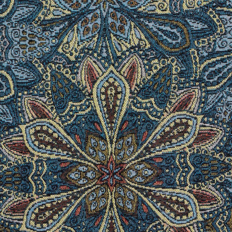 Tecido para decoração Gobelina Flores Mandala – preto/azul,  image number 6