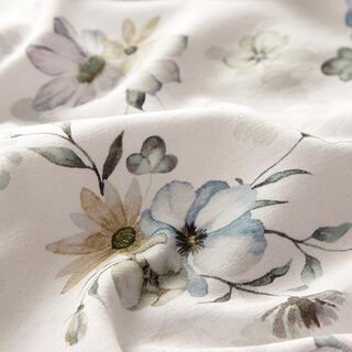 Jersey de algodão orgânico Flores aguarela grandes – cinzento-névoa/azul marinho, 