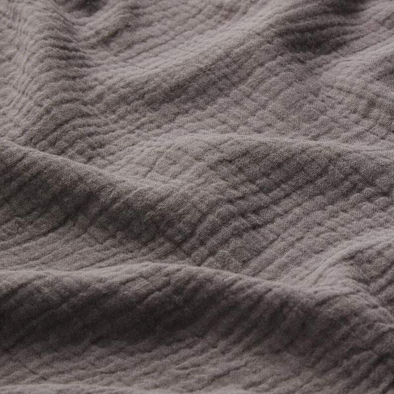 GOTS Musselina/ Tecido plissado duplo | Tula – cinzento escuro,  image number 3