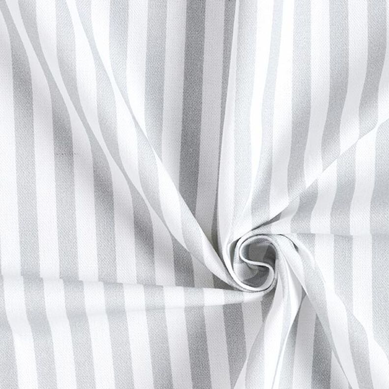 Tecido para decoração Meio linho Panamá Riscas longitudinais – cinzento claro/branco,  image number 3