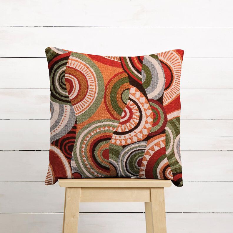 Tecido para decoração Gobelina Semicírculos abstratos – terracota/verde,  image number 7