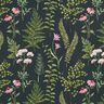 Tecido para exteriores Lona Folhas e Flores – verde escuro/púrpura média,  thumbnail number 1